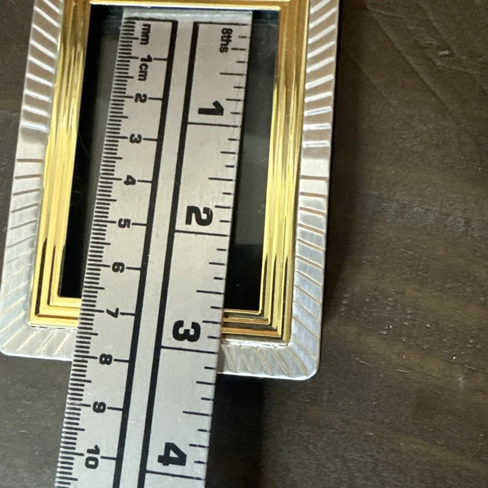 VTG Mini Silver Gold Trim Picture Frame 2.5 X 1.5